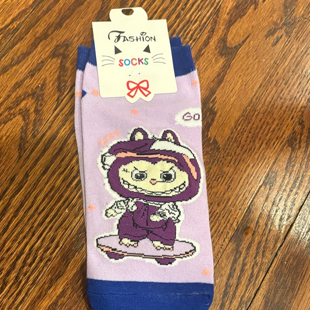 Kids Purple and Blue Cartoon Socks
